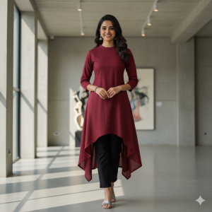 Maroon High-Low Tunic