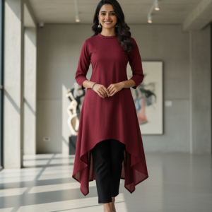 Maroon High-Low Tunic