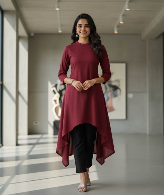 Maroon High-Low Tunic