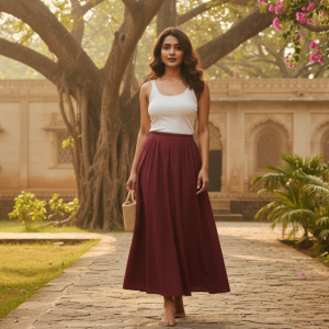 Maroon Maxi Skirt