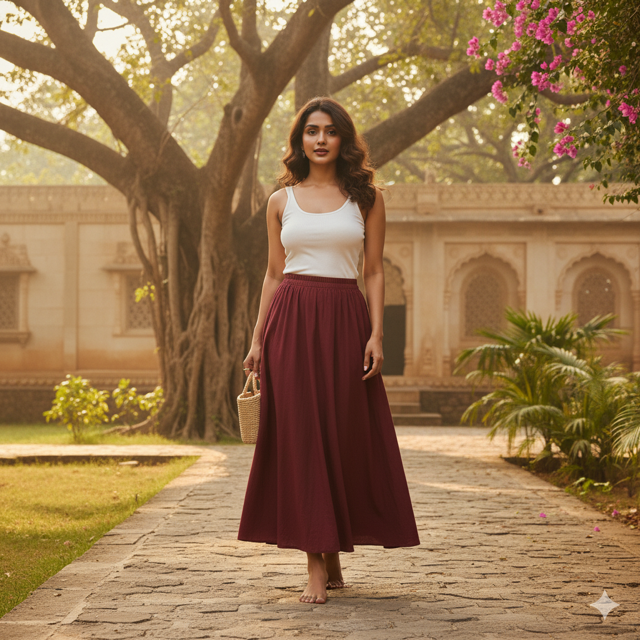 Maroon Maxi Skirt