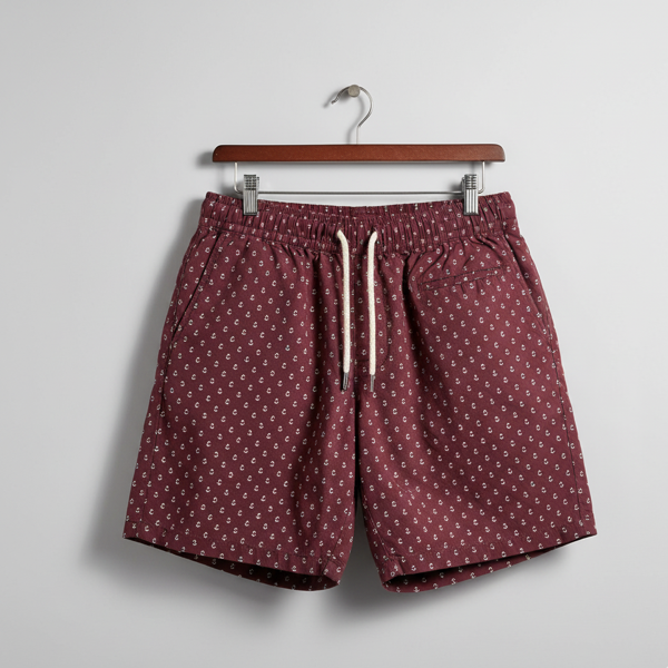 Maroon Printed Casual Shorts - Image 2