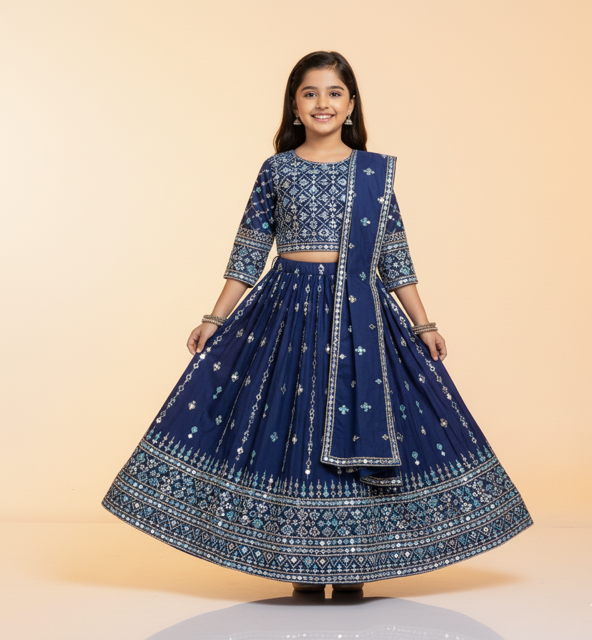 Mirror Work Cotton Lehenga - Image 2