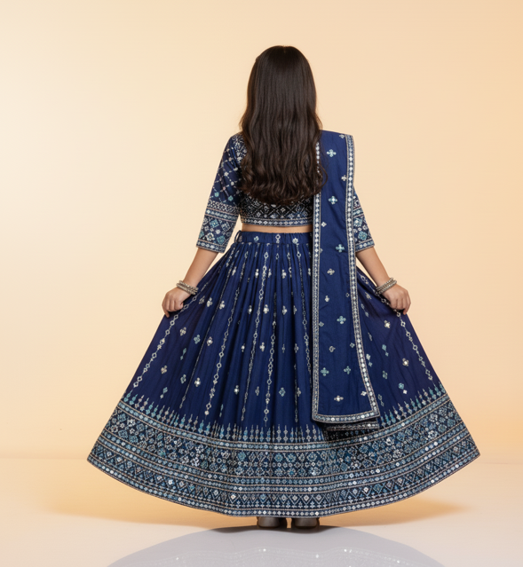 Mirror Work Cotton Lehenga
