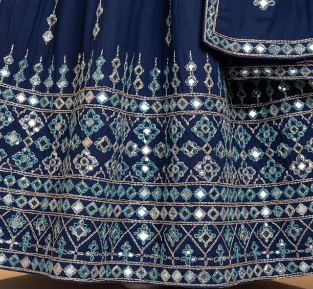 Mirror Work Cotton Lehenga - Image 3