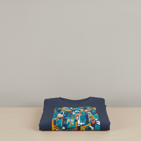 Navy Blue Abstract Art Tee - Image 2