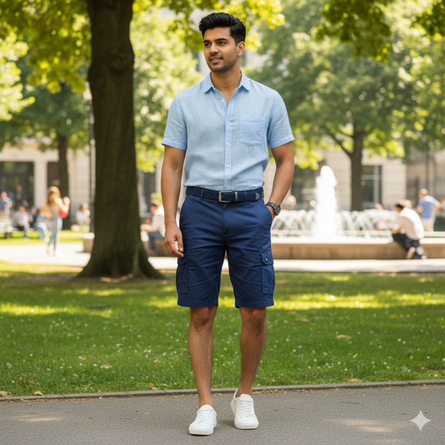 Navy Blue Cargo Shorts - Image 3