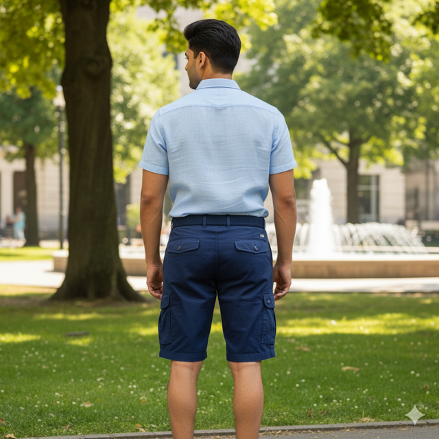 Navy Blue Cargo Shorts - Image 2