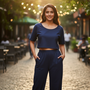 Navy Blue Cotton Co-ord Set