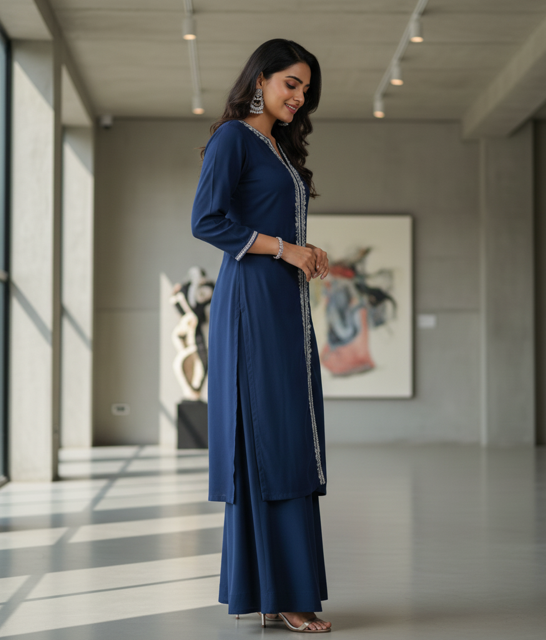 Navy Blue Palazzo Suit - Image 2