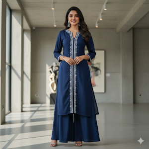 Navy Blue Palazzo Suit