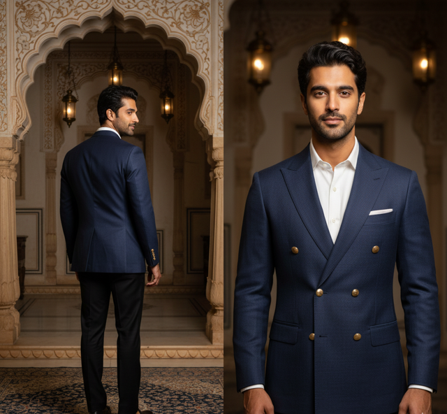 Navy Double-Breasted Blazer - Image 2