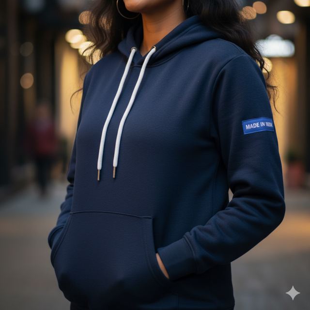 Navy Fleece Hoodie - Image 2