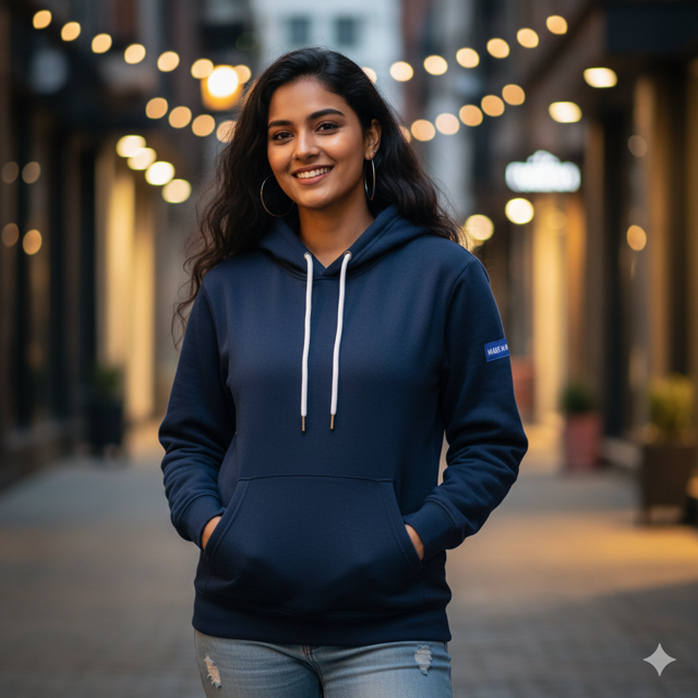 Navy Fleece Hoodie - Image 3
