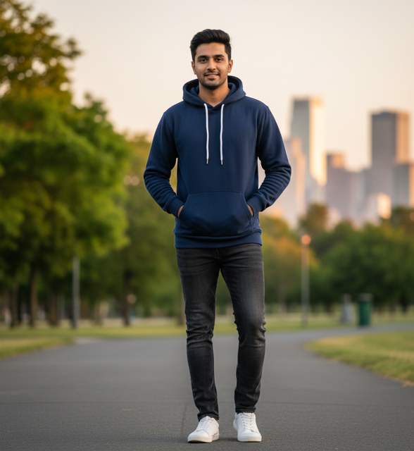 Navy Fleece Pullover Hoodie