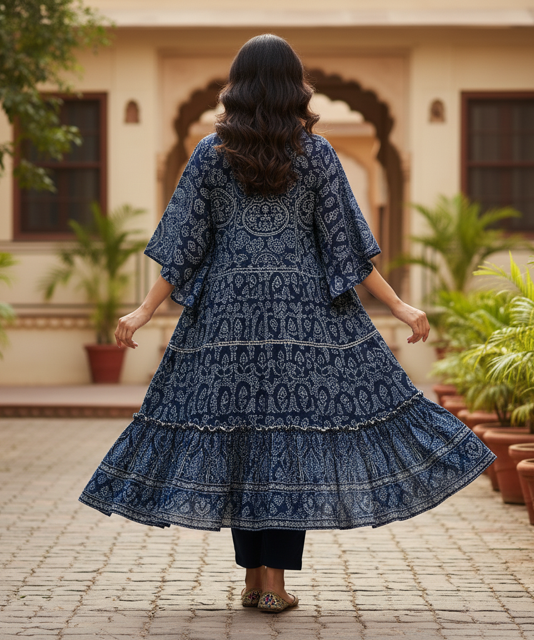 Navy Layered Kurti - Image 2