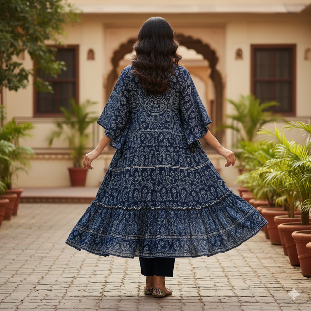 Navy Layered Kurti - Image 2
