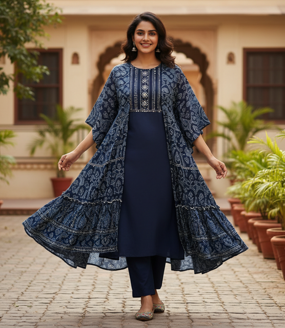Navy Layered Kurti
