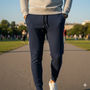 Navy Ribbed Joggers