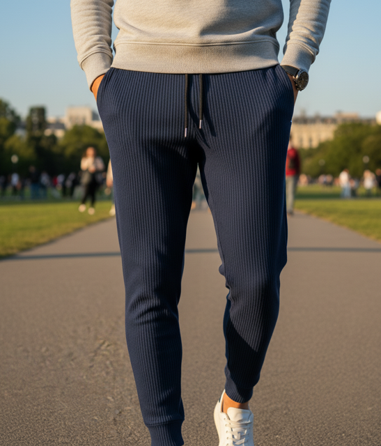 Navy Ribbed Joggers