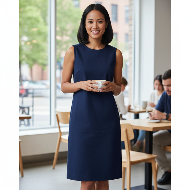 Navy Shift Cotton Dress