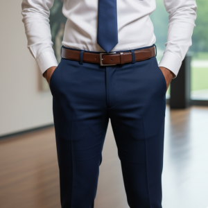 Navy Stretch Formal Trousers