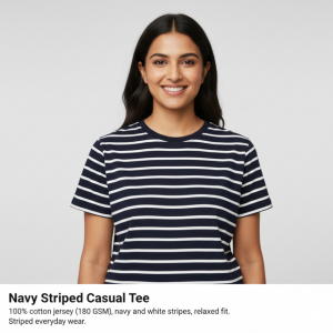 Navy Striped Casual Tee