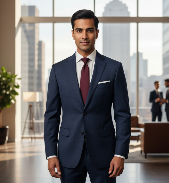 Navy Wool Blazer - Image 2