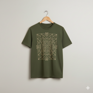 Olive Geometric Pattern Tee