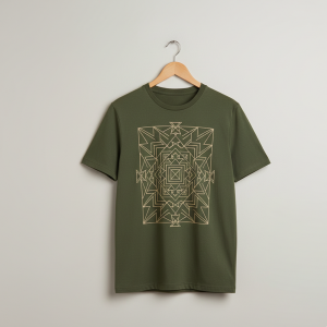 Olive Geometric Pattern Tee