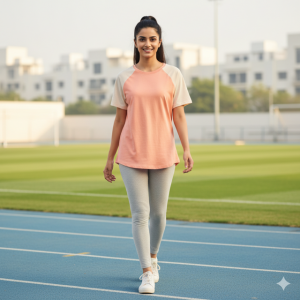 Peach Raglan Sleeve Tee