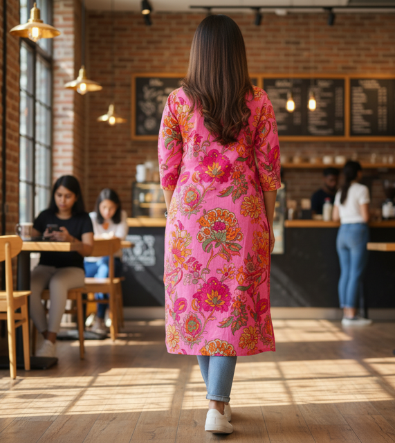 Pink Printed Kurti - Image 2