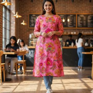 Pink Printed Kurti