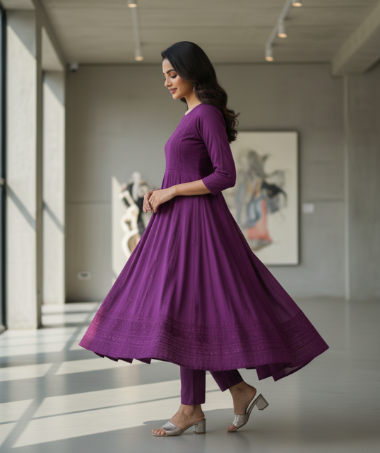 Purple Anarkali Kurti - Image 2