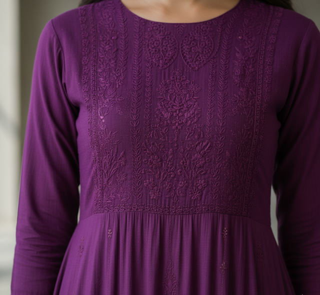Purple Anarkali Kurti - Image 3