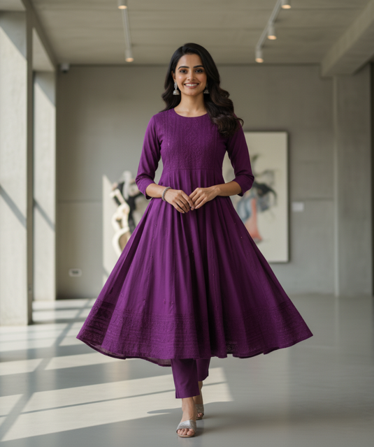 Purple Anarkali Kurti