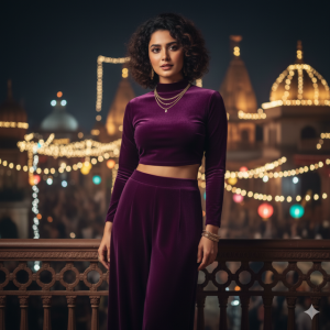 Purple Velvet Co-ord Set