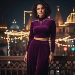 Purple Velvet Co-ord Set