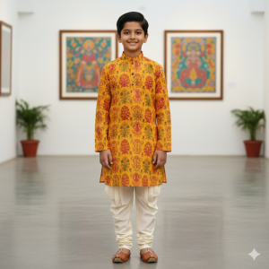 Saffron Printed Kurta Set