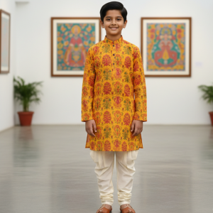 Saffron Printed Kurta Set