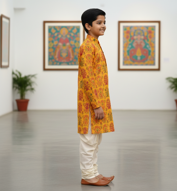 Saffron Printed Kurta Set - Image 2