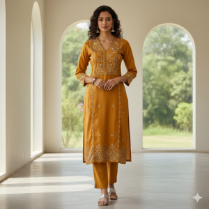 Saffron Silk Suit Set