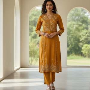Saffron Silk Suit Set