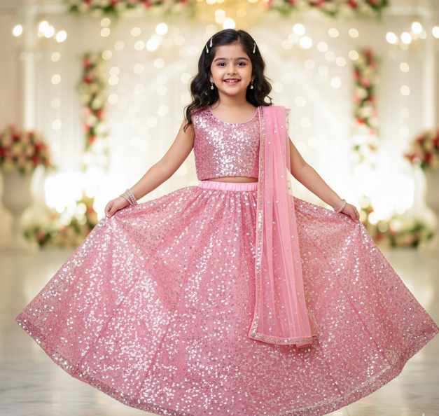 Sequin Net Lehenga Set