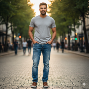 Stone Wash Blue Jeans