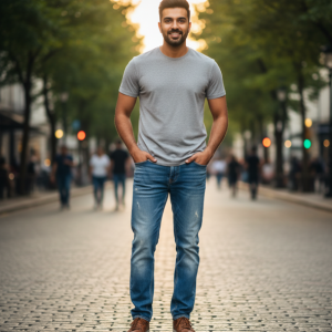 Stone Wash Blue Jeans