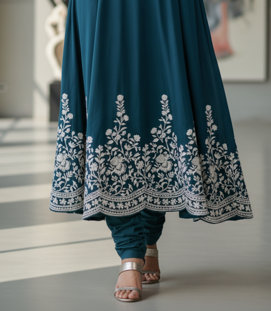 Teal A-Line Kurta Set - Image 3