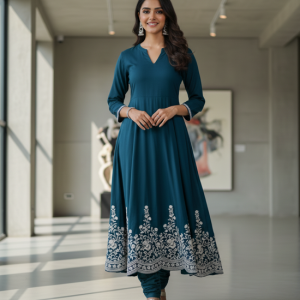 Teal A-Line Kurta Set