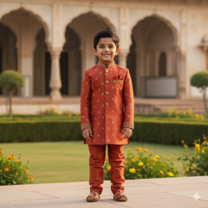 Terracotta Printed Sherwani Style