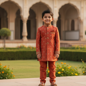 Terracotta Printed Sherwani Style